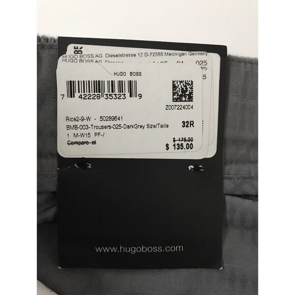 Boss Hugo Boss Rice2 Mens Wool Dark Gray Dress Pants Size 32R US NWT $175 - Picture 12 of 12